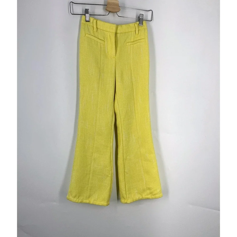 Truce Kids Yellow Textured Tweed 2-Piece Set Cropped Cami and Flare Pants Size S